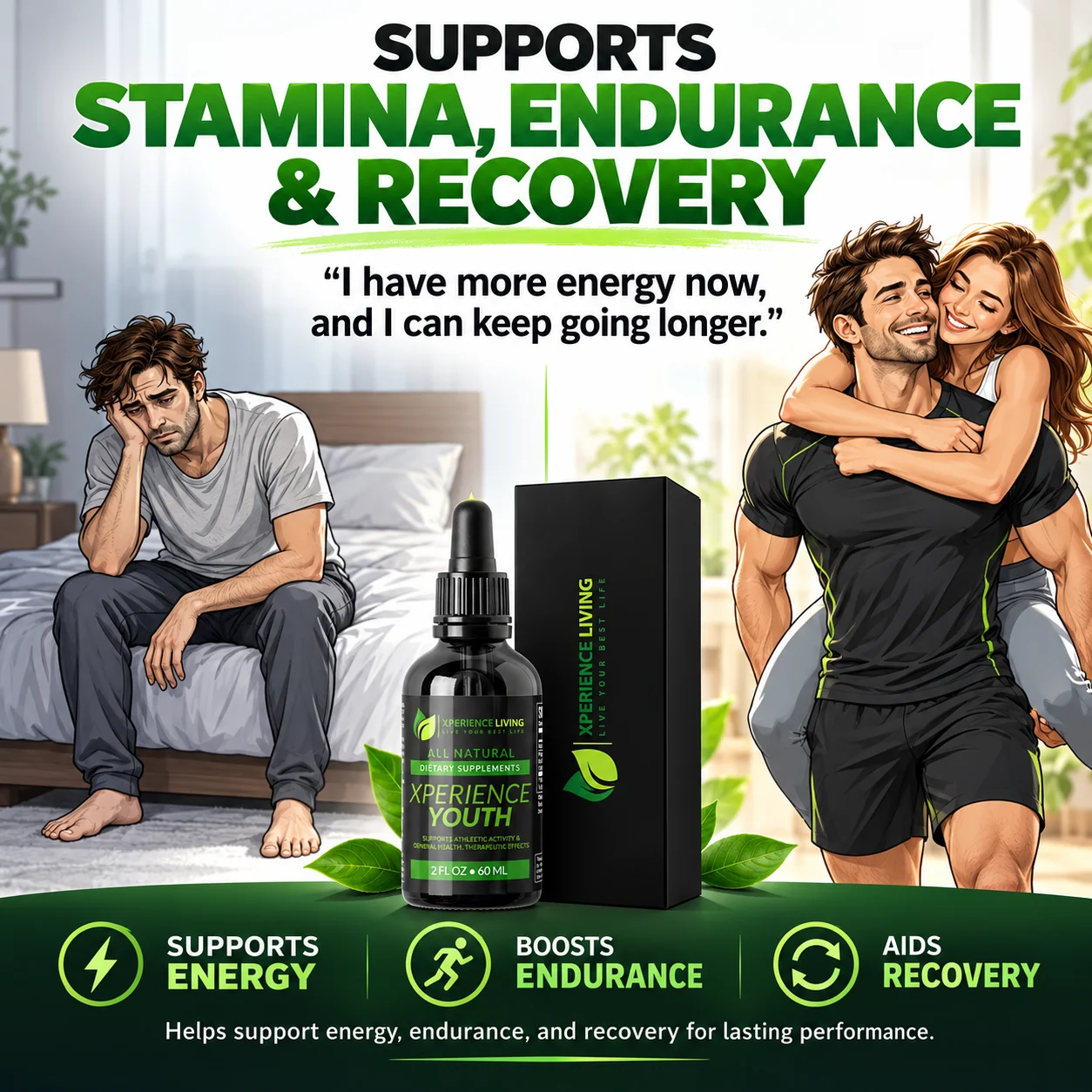 Supports stamina, endurance and recovery with Xperience Youth Liquid: supports energy, boosts endurance, aids recovery